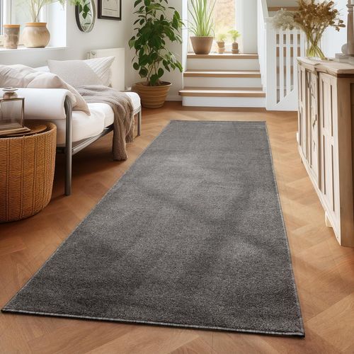 Tapis Uni De Salon Chambre Relax Sobre Et Epuré - Gris 140 X 200 Cm