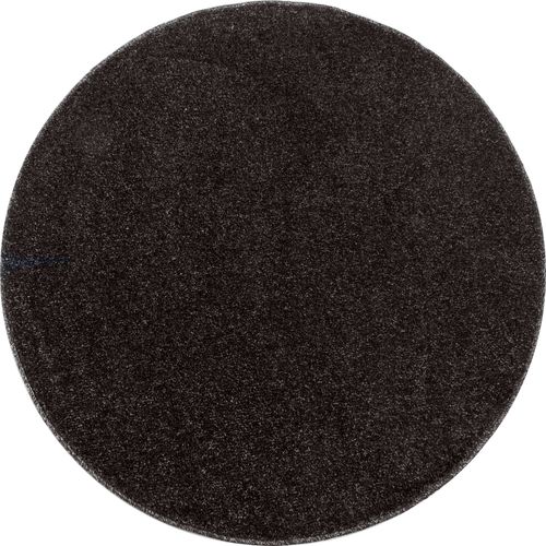 Tapis Rond Uni De Salon Chambre Relax Sobre Et Epuré - Anthracite 120 X 120 Cm