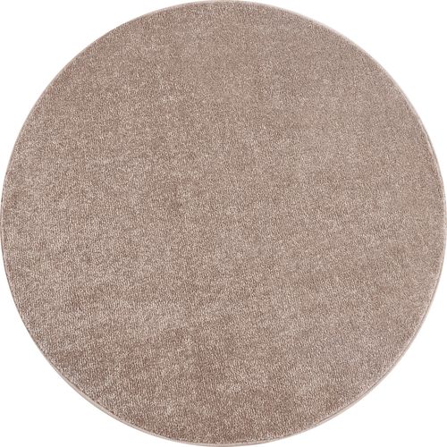 Tapis Rond Uni De Salon Chambre Relax Sobre Et Epuré - Beige 120 X 120 Cm