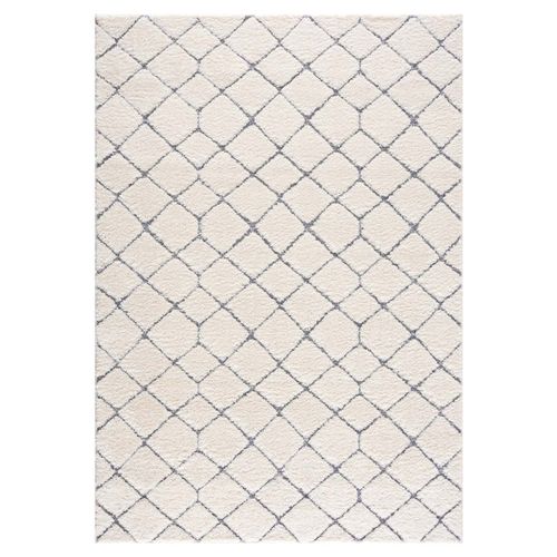 Amore 04 - Tapis à Poils Longs Et Relief Crème Et Gris 140x200cm