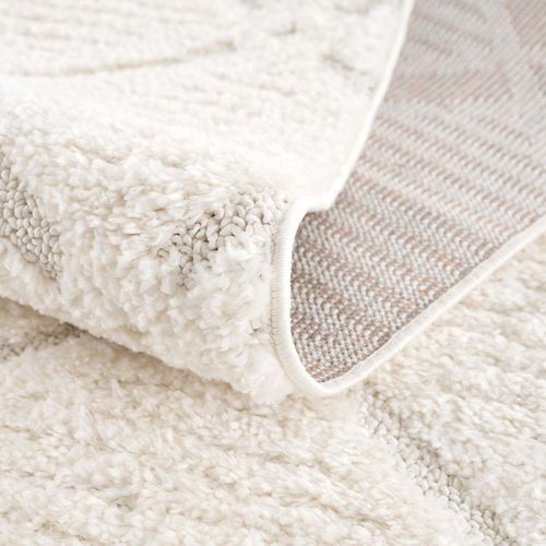 Amore 01 - Tapis Rond à Poils Longs Et Relief Crème 120x120cm