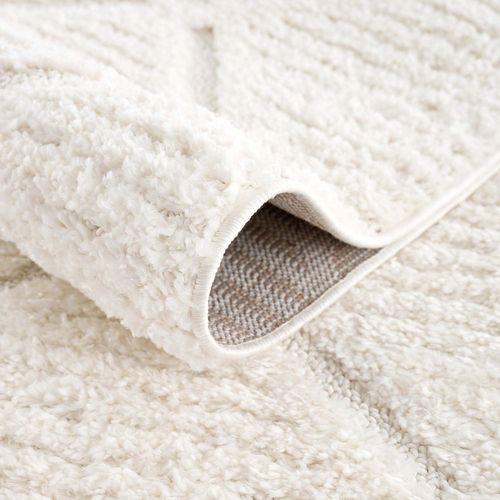 Amore 01 - Tapis Rond à Poils Longs Et Relief Crème 120x120cm