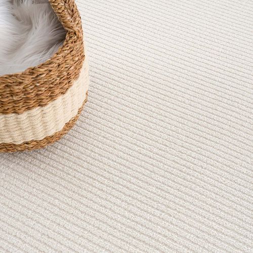 Tara - Tapis Uni Blanc à Relief Linéaire 160x230cm
