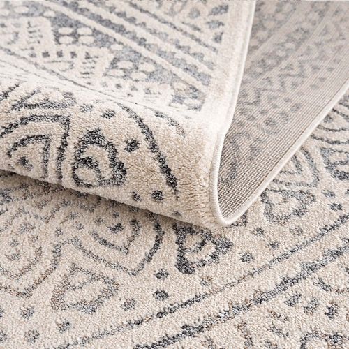 Flät - Tapis Rond Scandinave Tressées Crème Et Gris 200x200cm