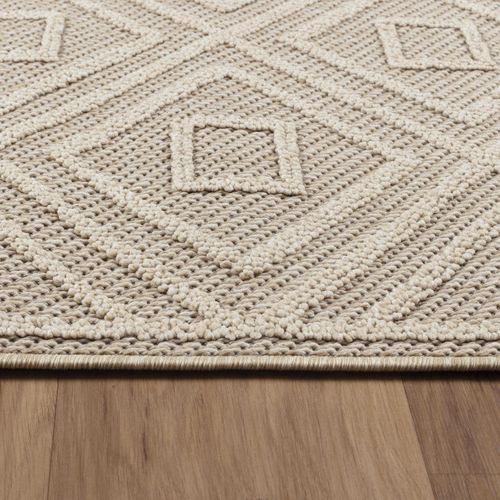 Tapis Effet Jute Naturel à Relief Pavés Beige 080 X 250 Cm
