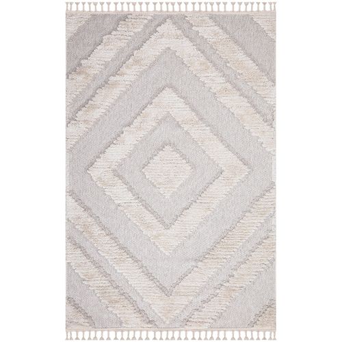Tapis Boho Chic à Franges Tressées Crème,grisbleu 140x200cm