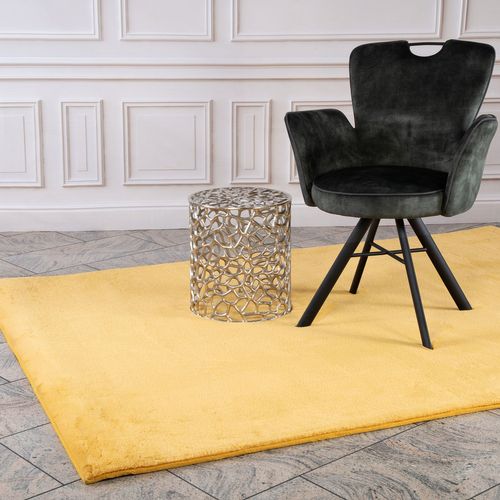 Tapis De Fourrure Velours Jaune Poussin 80x150cm