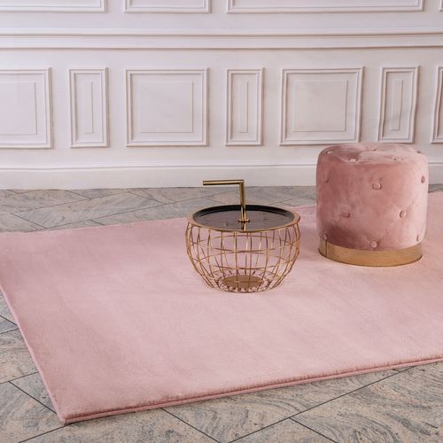Tapis De Fourrure Velours Rose Poudré 200x290cm