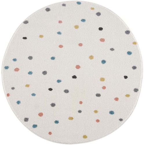 Tapis Rond Pour Chambre D'enfant Crème Motifs Terrazzo 160x160cm
