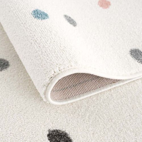Tapis Rond Pour Chambre D'enfant Crème Motifs Terrazzo 120x120cm