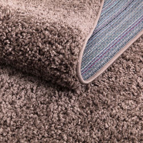 Tapis à Poils Longs Rond Softy Mocca 160x160cm