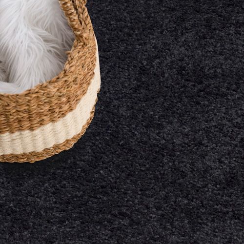 Tapis à Poils Longs Softy Noir Anthracite 200x200cm
