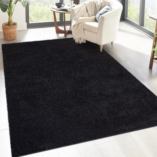 Tapis à Poils Longs Softy Noir Anthracite 150x150cm