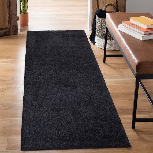 Tapis à Poils Longs Softy Noir Anthracite 150x150cm