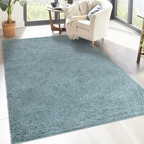 Tapis à Poils Longs Softy Bleu Azur 200x290cm