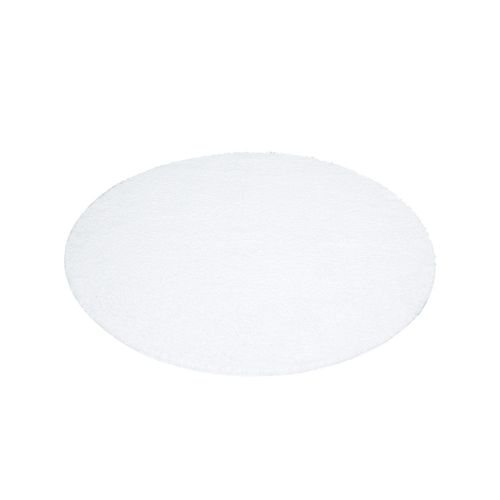 Tapis à Poils Longs Rond Softy Blanc Neige 80x80cm