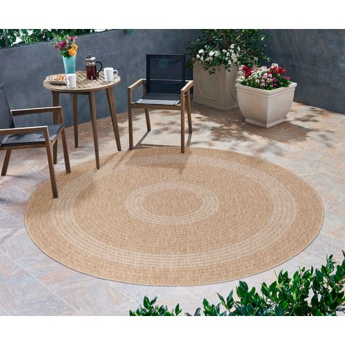 Tapis Rond Naturel Aspect Jute Beige Crème 160x160cm
