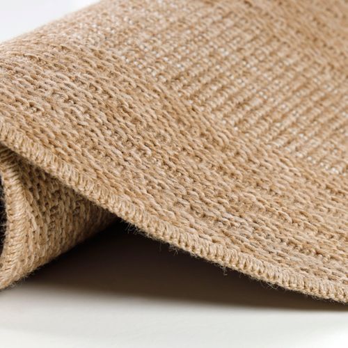Tapis Rond Naturel Aspect Jute Beige Crème 160x160cm