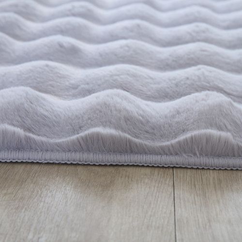 Tapis De Fourrure à Relief Argent 200x290cm
