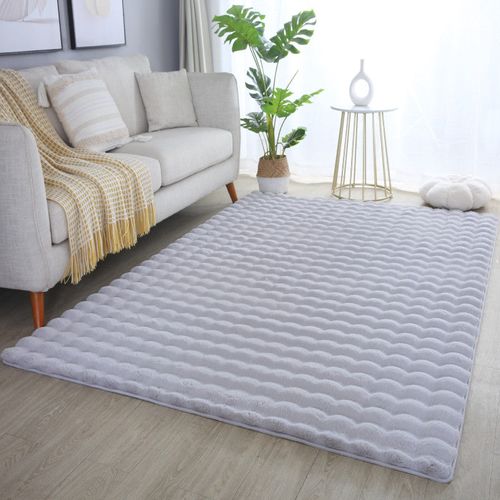 Tapis De Fourrure à Relief Argent 120x170cm