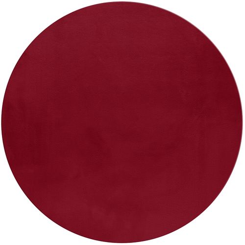 Tapis Rond Fausse Fourrure Toucher Doux Rouge 200x200cm