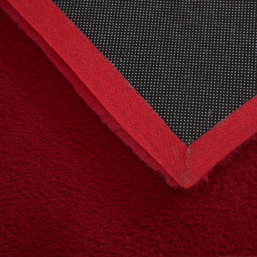 Tapis Rond Fausse Fourrure Toucher Doux Rouge 200x200cm