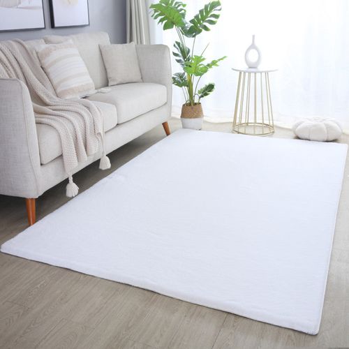 Tapis Fausse Fourrure Toucher Doux Blanc 120x170cm