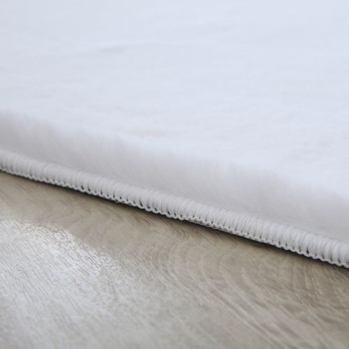 Tapis Fausse Fourrure Toucher Doux Blanc 60x110cm