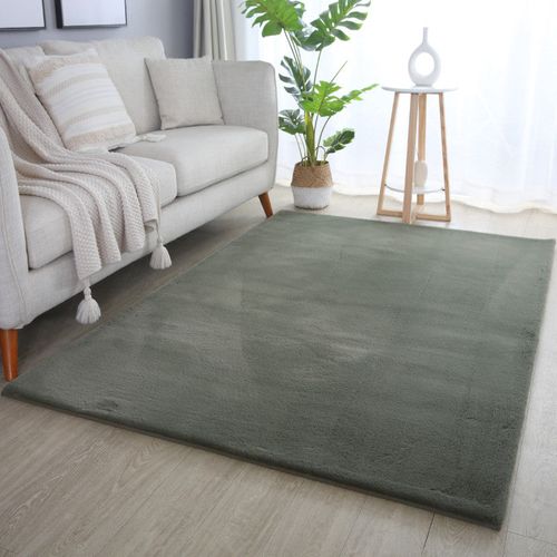 Tapis Fausse Fourrure Toucher Doux Vert 200x290cm