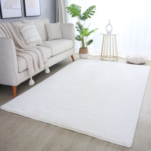 Tapis Fausse Fourrure Toucher Doux Crème 200x290cm