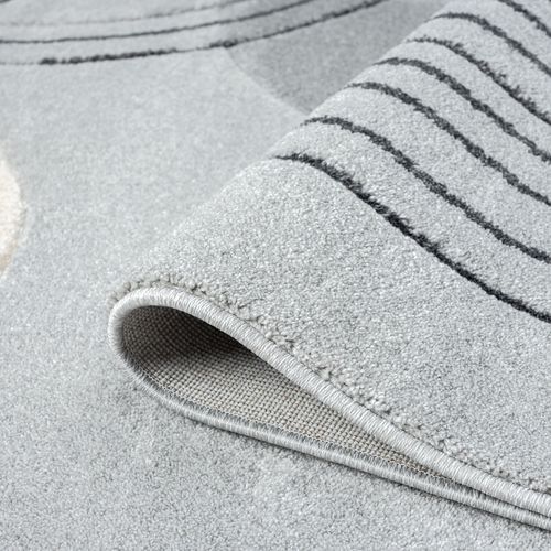 Tapis Bohème Abstrait Gris Et Crème 140x200cm