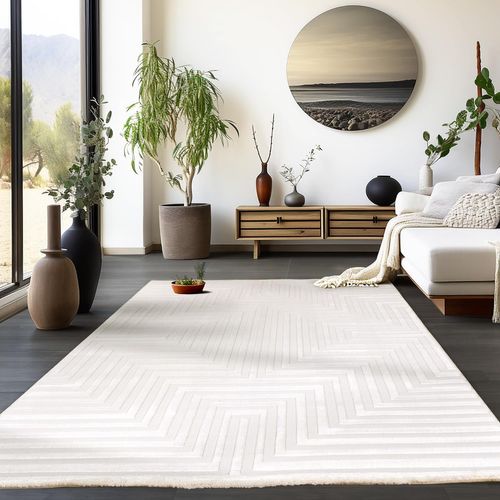 Tapis Rifi Laineux à Motif En Relief Crème 280x370cm