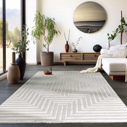 Tapis Rifi Laineux à Motif En Relief Gris 280x370cm