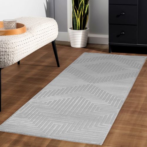 Tapis Rifi Laineux à Motif En Relief Gris 200x290cm
