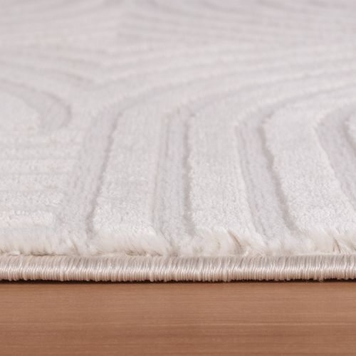 Tapis 70's Laineux à Motif En Relief Crème 200x290cm