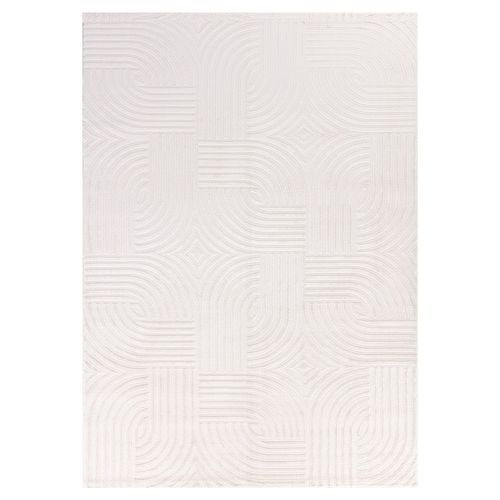 Tapis 70's Laineux à Motif En Relief Crème 200x290cm