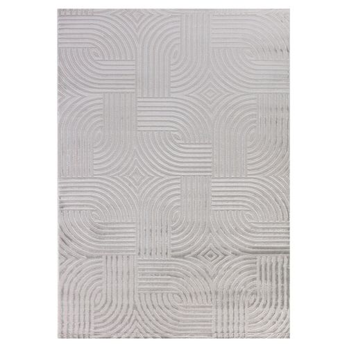 Tapis 70's Laineux à Motif En Relief Gris 280x370cm