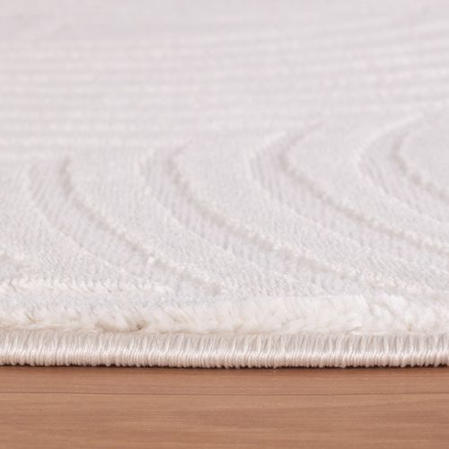 Tapis Meduse Laineux à Motif En Relief Crème 80x250cm