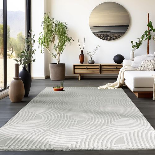 Tapis Meduse Laineux à Motif En Relief Gris 80x150cm