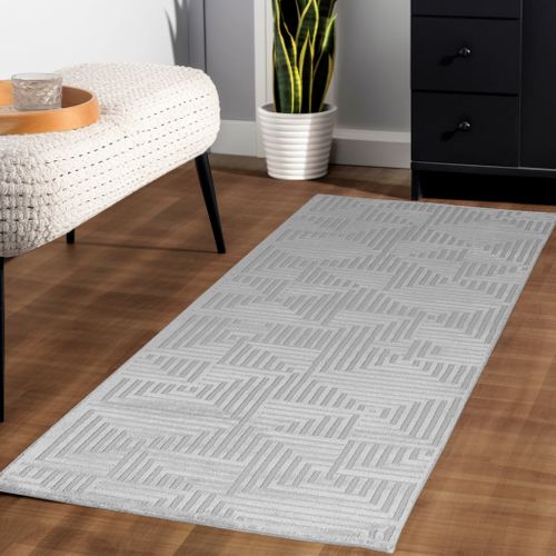 Tapis Aswan Laineux à Motif En Relief Gris 120x170cm
