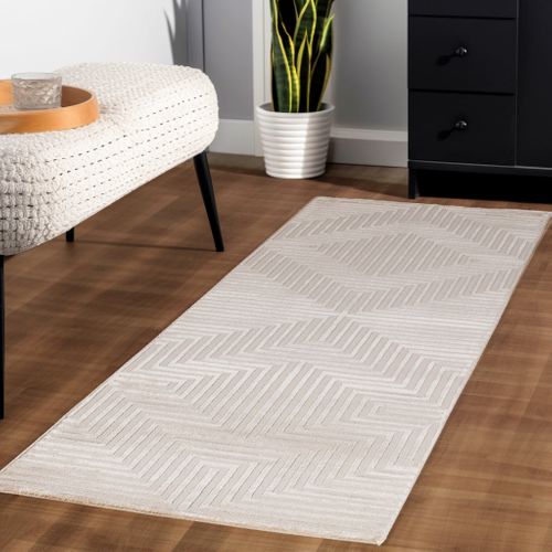 Tapis Noa Laineux à Motif En Relief Beige 160x230cm