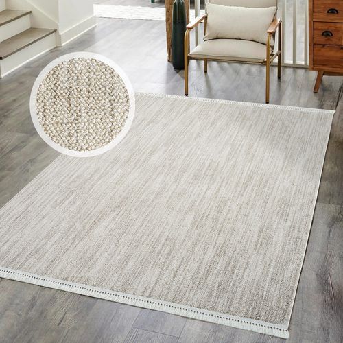 Tapis Nova Laineux à Franges Taupe 120x170cm