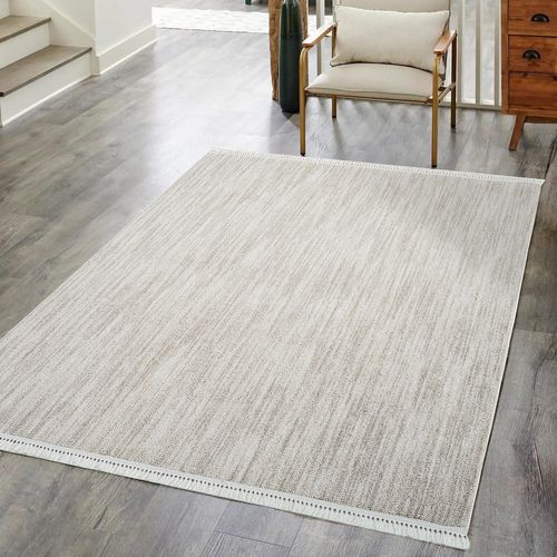 Tapis Nova Laineux à Franges Taupe 120x170cm