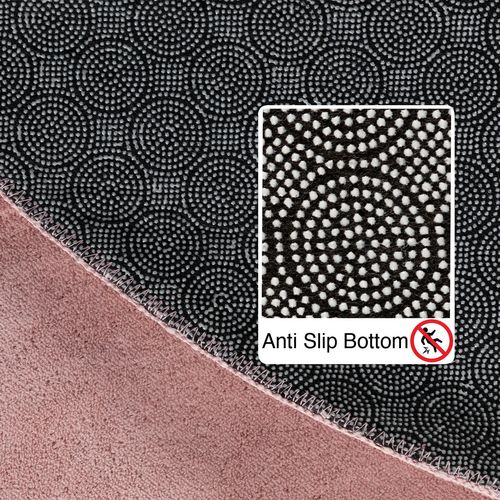 Tapis Lavable Rond En Microfibre Douce - Rose Poudré 160x160cm