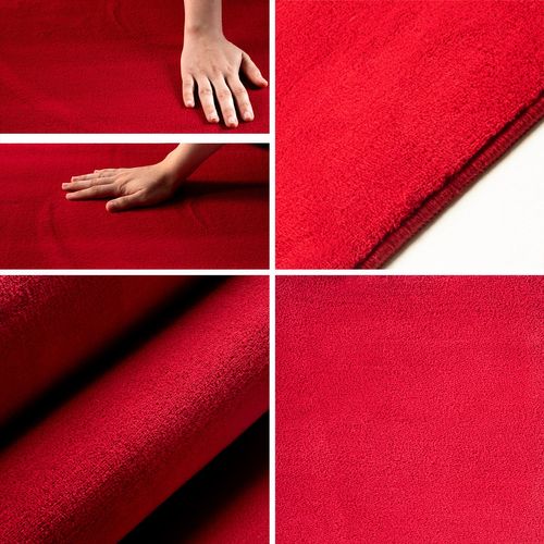 Tapis Lavable Rond En Microfibre Douce - Rouge 120x120cm