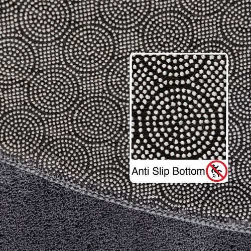 Tapis Lavable Rond En Microfibre Douce - Gris Foncé 160x160cm