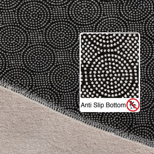 Tapis Lavable Rond En Microfibre Douce - Crème 160x160cm