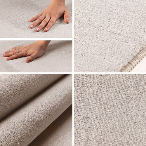 Tapis Lavable Rond En Microfibre Douce - Crème 160x160cm