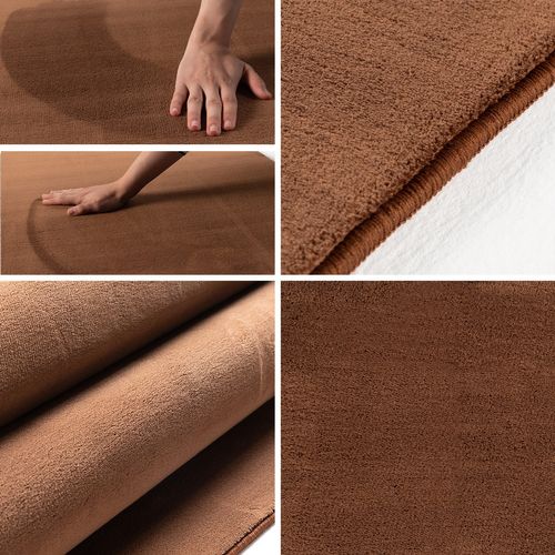 Tapis Lavable Rond En Microfibre Douce - Marron 160x160cm
