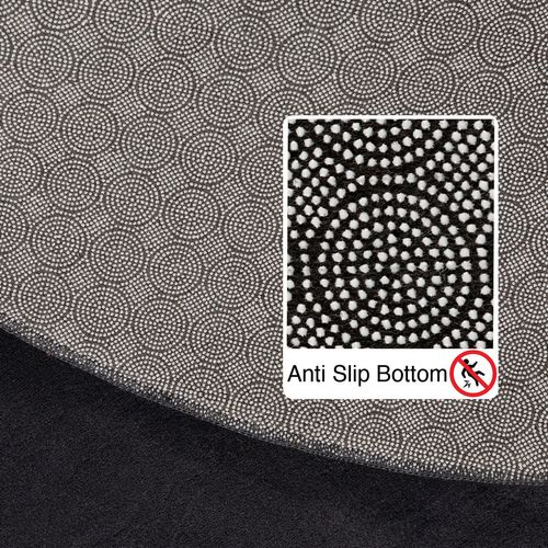 Tapis Lavable Rond En Microfibre Douce - Noir 200x200cm